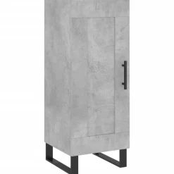 Szafka Regał Komoda Szara Beton z Drzwiami 34.5x34x180 cm do Salonu Pokoju
