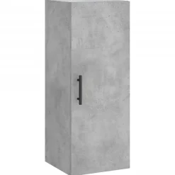 Szafka Regał Komoda Szara Beton z Drzwiami 34.5x34x180 cm do Salonu Pokoju