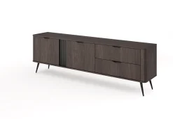 Szafka RTV ARVIS 195 cm - Nowoczesna Szafka z szufladami Dąb Dunin + Czarny