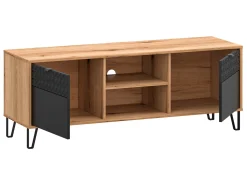 Szafka RTV Bellano 140 cm z 2 drzwiami i półkami dąb evok/czarny
