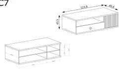 Szafka RTV 124 cm CALI C-7 lamele 1 szuflada 1 półka 1 drzwi dąb artisan