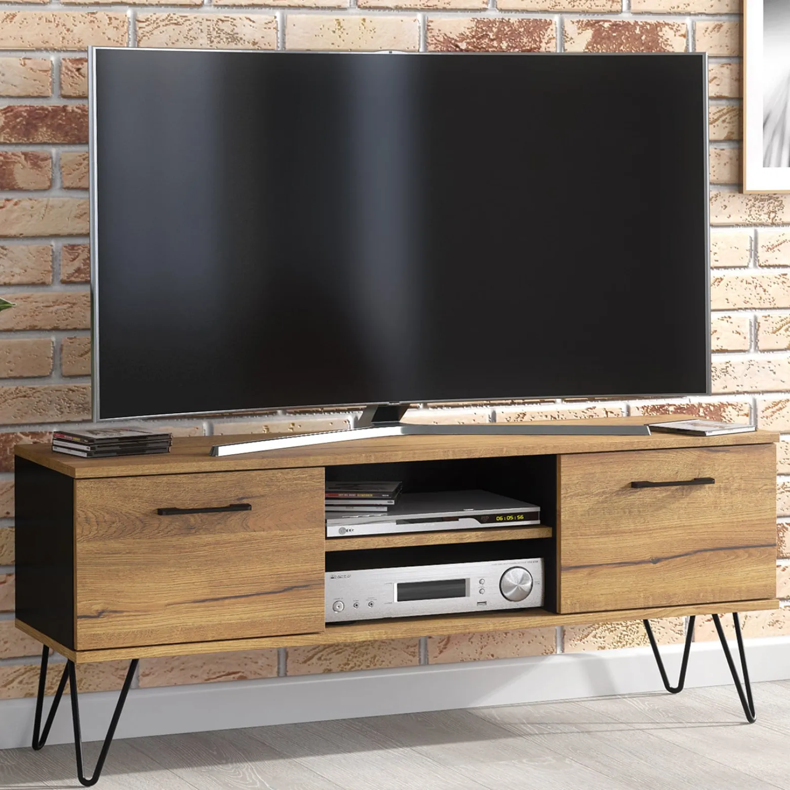 Szafka RTV 120cm Loft Harpin ONE FURNITURE - Laminat Dębowy