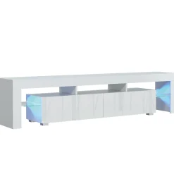 Szafka RTV 200cm ONE FURNITURE - Biały Laminat & Połysk