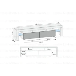 Szafka RTV 200cm ONE FURNITURE - Biały Laminat & Połysk