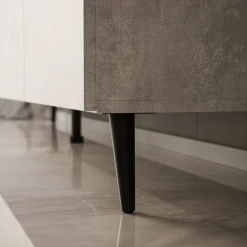 Szafka RTV COLGANTE BETON 200 cm na czarnych nóżkach