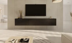 Szafka RTV Dallas 180 cm wisząca z 3 drzwiami czarna