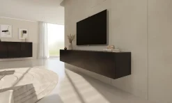 Szafka RTV Dallas 180 cm wisząca z 3 drzwiami czarna