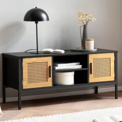 Szafka RTV FineBuy 110 cm drewniana czarna Szafka