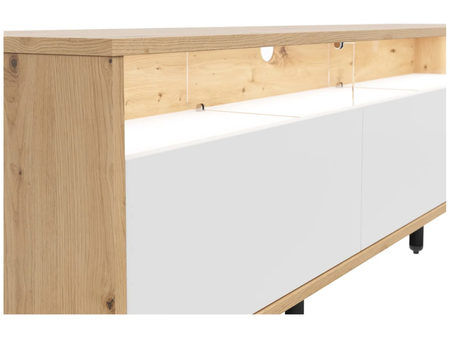 Szafka RTV Gap 190 cm z 3 szufladami dąb artisan/biały