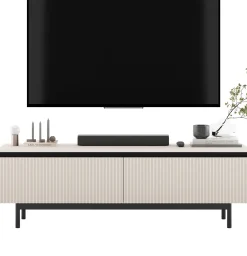 Szafka RTV Glamour Kaszmir mat Komoda RTV ryflowane fronty 140 cm Rama