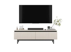 Szafka RTV Glamour Kaszmir mat Komoda RTV ryflowane fronty 140 cm Rama