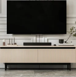 Szafka RTV Glamour Kaszmir mat Komoda RTV ryflowane fronty 140 cm Rama