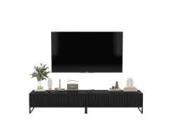Szafka RTV Glamour Komoda RTV Czarny Mat 220 cm Czarna Rama
