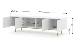 Szafka RTV KAIRO 180 cm 4D biały mat