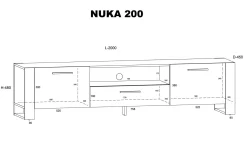 Szafka RTV komoda NUKA 200 cm dąb grange stojąca