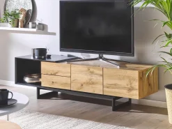 Szafka RTV komoda szuflady półki czarna