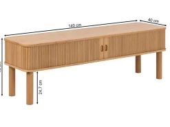 Szafka RTV Ligna 140 cm drzwi lamelowe, Oak lacquered