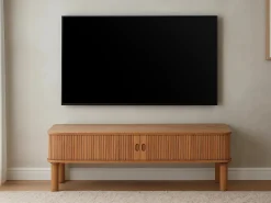 Szafka RTV Ligna 140 cm drzwi lamelowe, Oak lacquered