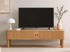 Szafka RTV Ligna 140 cm drzwi lamelowe, Oak lacquered