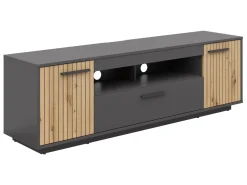 Szafka RTV Lukas 164 cm z 2 drzwiami i szufladą antracyt/dąb artisan
