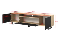 Szafka RTV Masimo 200cm artisan czarny metalowe nóżki