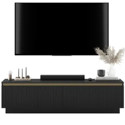 Szafka RTV Nowczesna Komoda Glamour Czarny MAT 140 cm