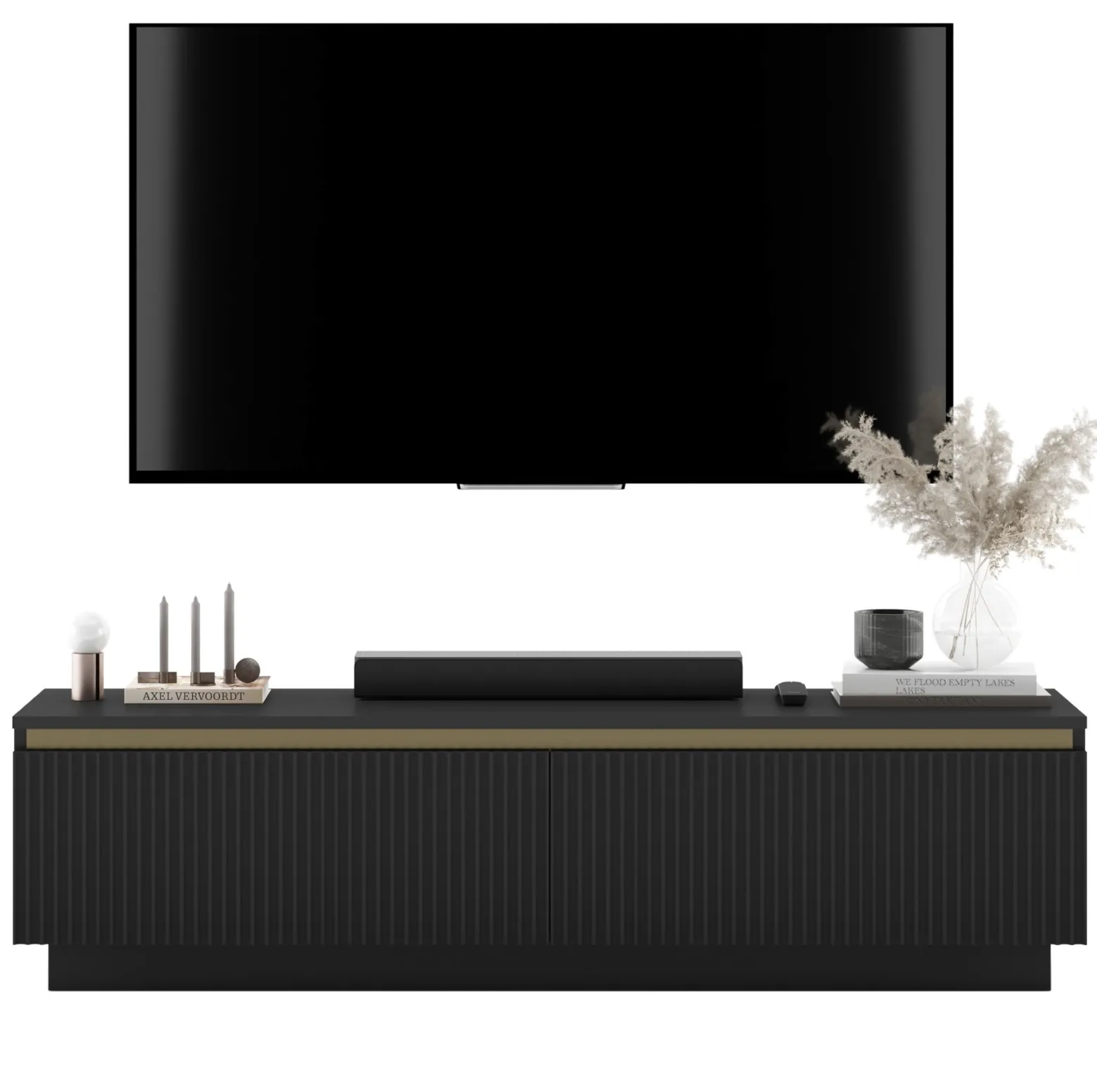 Szafka RTV Nowczesna Komoda Glamour Czarny MAT 140 cm