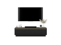 Szafka RTV Nowczesna Komoda Glamour Czarny MAT 140 cm