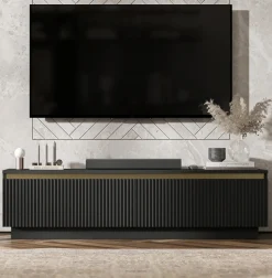 Szafka RTV Nowczesna Komoda Glamour Czarny MAT 140 cm