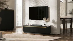 Szafka RTV Nowczesna Komoda Glamour Czarny MAT 140 cm