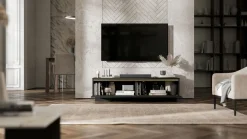 Szafka RTV Nowczesna Komoda Glamour Czarny MAT 140 cm
