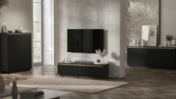 Szafka RTV Nowczesna Komoda Glamour Czarny MAT 140 cm