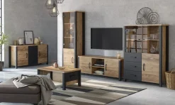 Szafka RTV OLIN 2D 147 appenzeller fichte/czarna