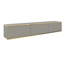 Szafka RTV ORO MDF 175 szare prążkowane fronty + złoty z zło