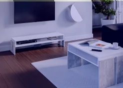 Szafka rtv pod telewizor 120 cm industrialna UMBA biały mat, dekor betonu