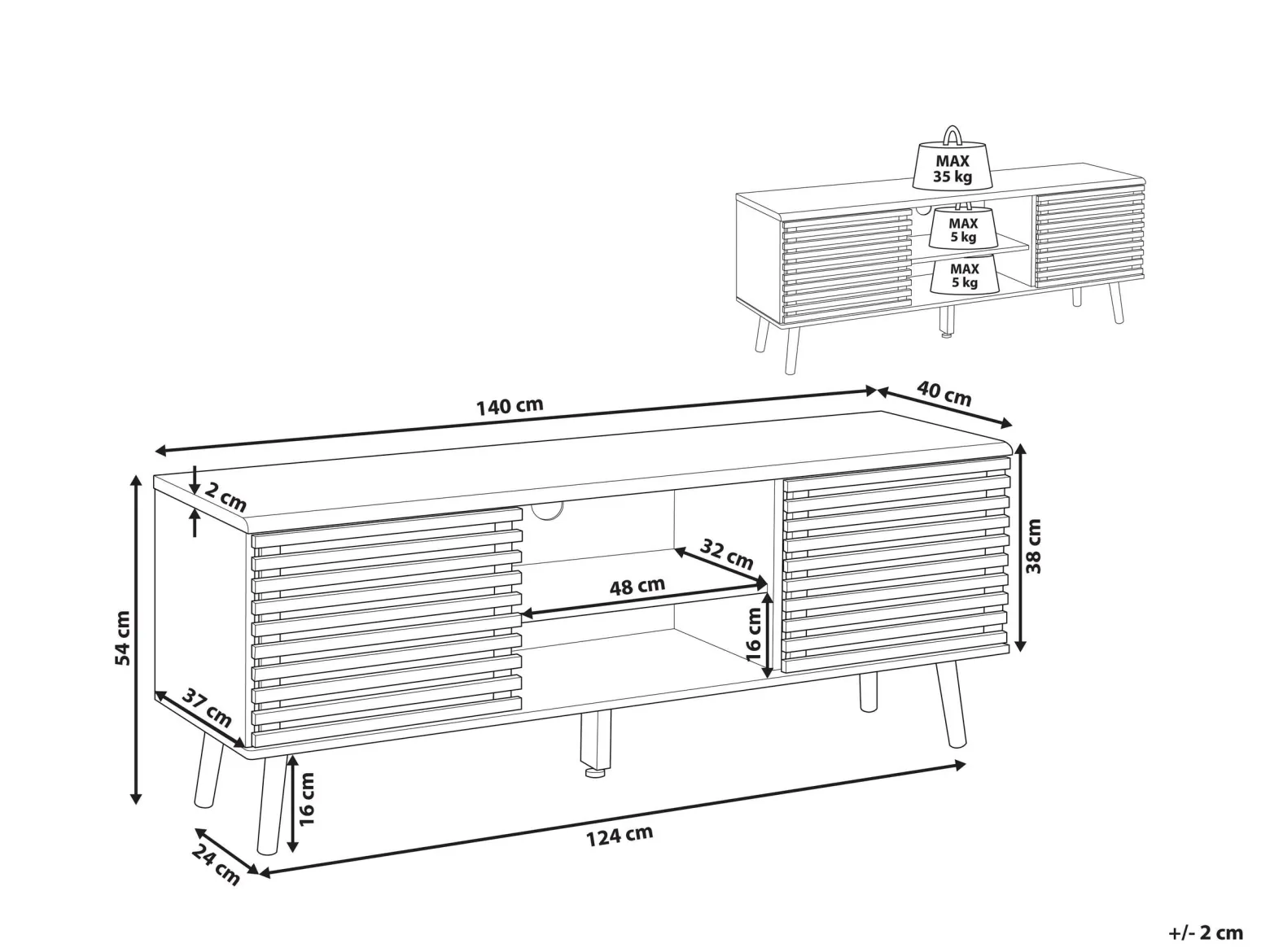 Szafka RTV pod TV 140 cm ciemne drewno