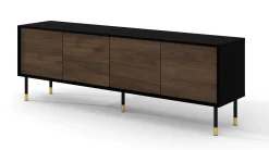 Szafka RTV SHERWOOD 180 cm 4D czarny mat/dąb catania