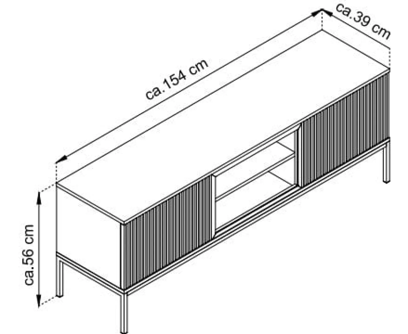 Szafka RTV SIENNA 154 cm czarny/ dąb wotan z oświtleniem