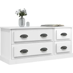 Szafka RTV Stolik Pod Telewizor Szafka Półka Biały Połysk 100x35.5x45 cm
