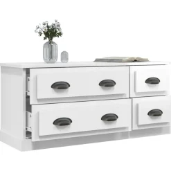 Szafka RTV Stolik Pod Telewizor Szafka Półka Biały Połysk 100x35.5x45 cm
