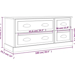 Szafka RTV Stolik Pod Telewizor Szafka Półka Biały Połysk 100x35.5x45 cm