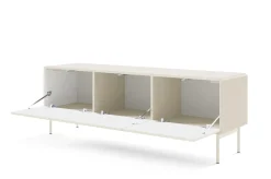 Szafka RTV trzydrzwiowa elegancka TUTTI 147 cm kaszmirowa z uchylną klapą