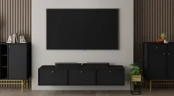 Szafka RTV wisząca do salonu Sakai 4 3K T303 Czarny