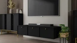 Szafka RTV wisząca do salonu Sakai 4 3K T303 Czarny
