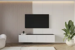 Szafka RTV z frezowanymi frontami wisząca ZENO-W - 2x100x40x40 cm - Biały