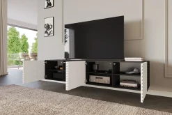 Szafka RTV z frezowanymi frontami wisząca ZENO-W - 2x100x40x40 cm - Biały