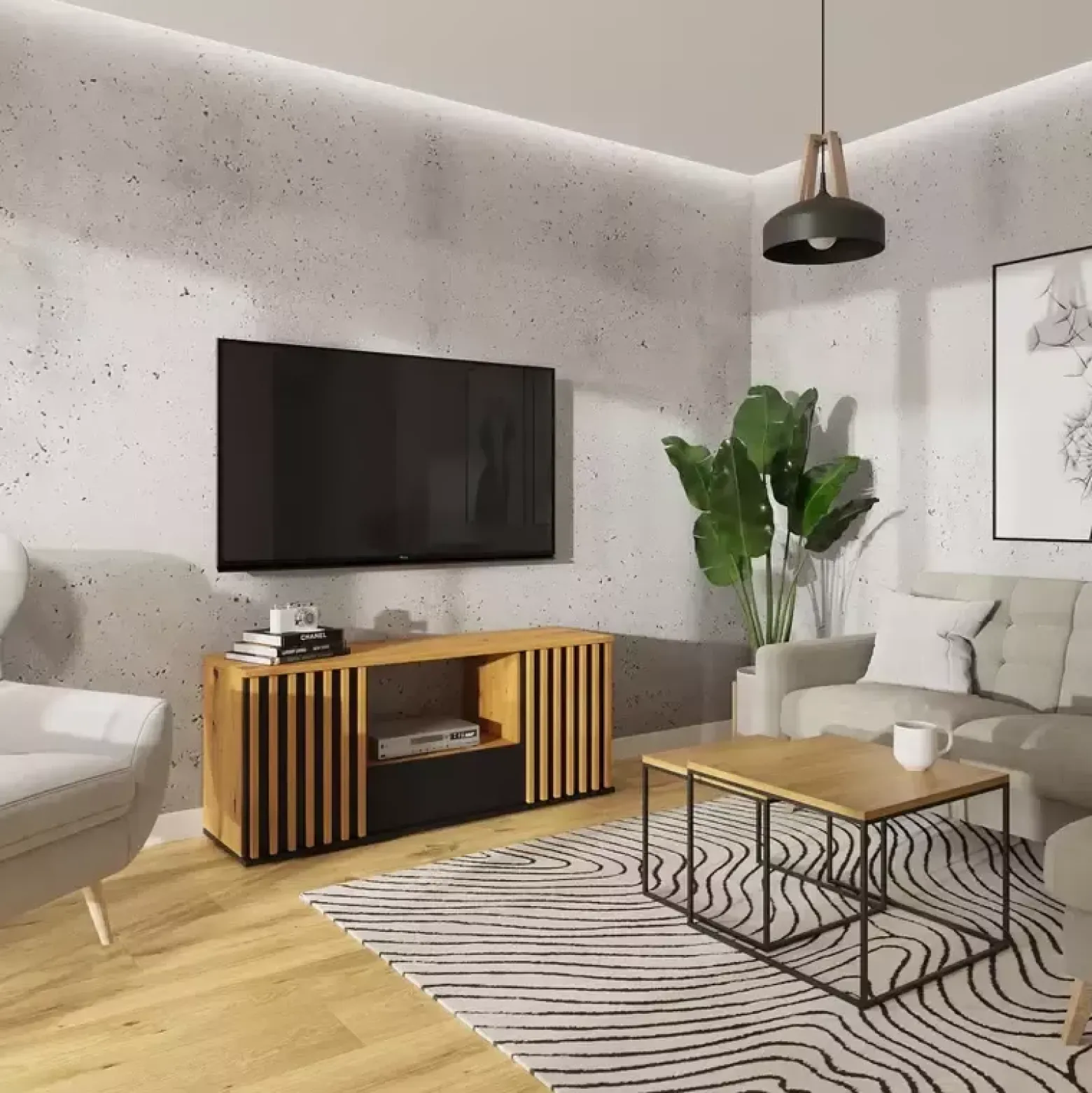 Szafka RTV z lamelami 140 cm NELGARI