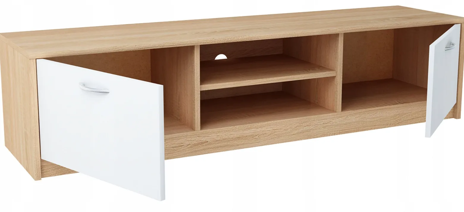 Szafka stolik RTV 2DC 160cm BIAŁY-SONOMA komoda