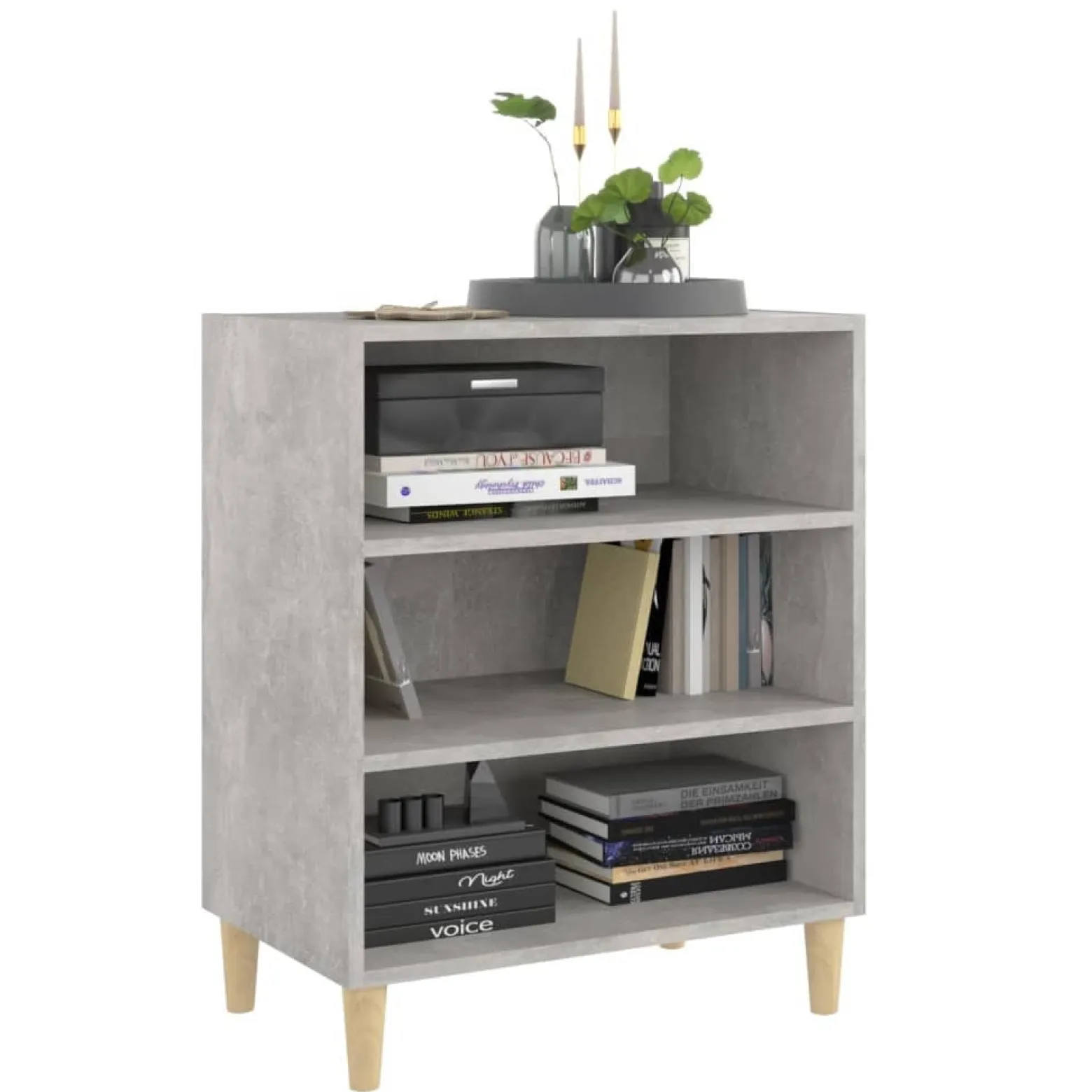 Szafka Szara Beton z Półkami 57x35x70 cm do Salonu Pokoju Sypialni