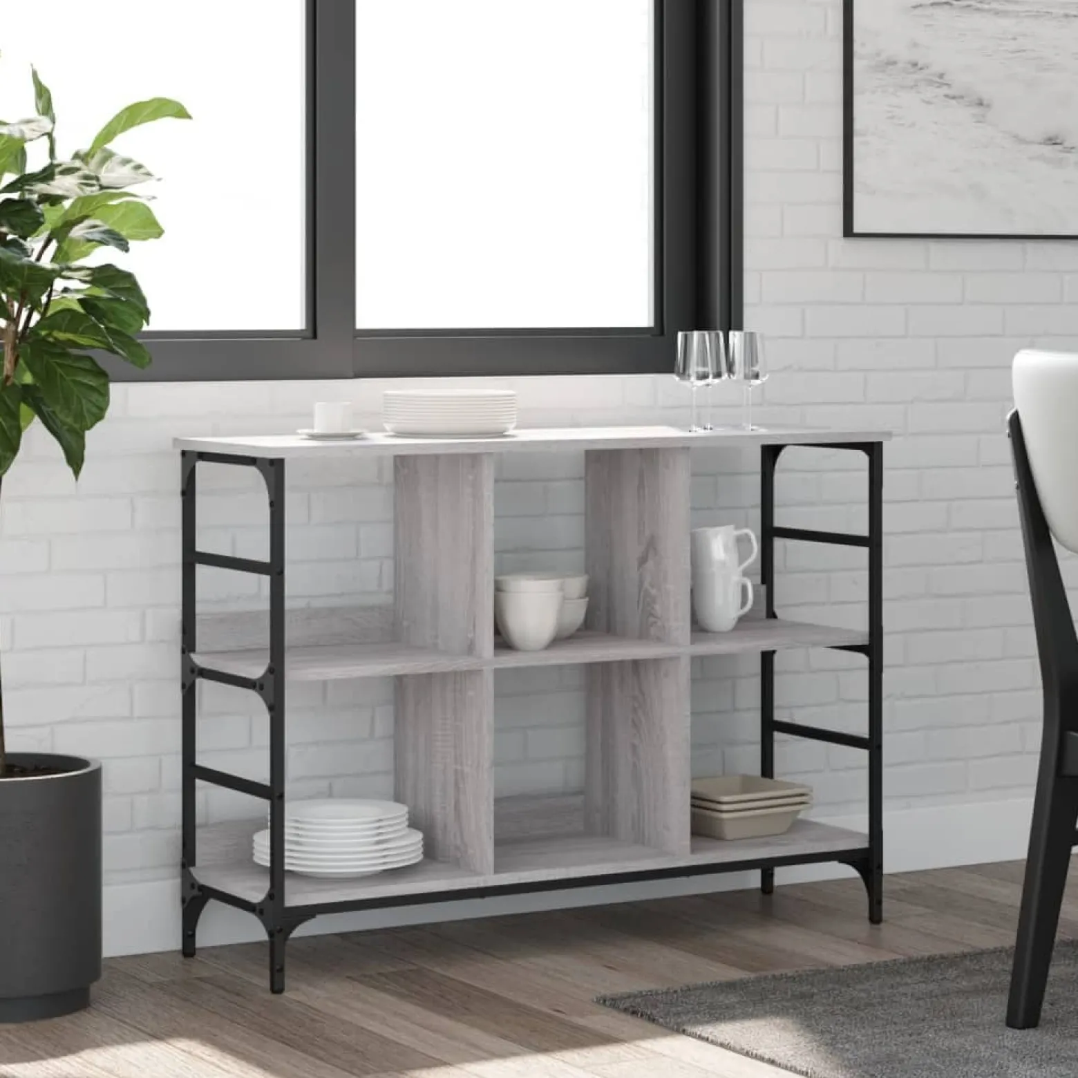 Szafka Szara Dąb Sonoma 102x32x73.5 cm do Salonu Pokoju Sypialni